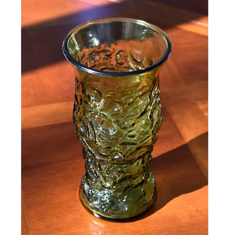 Vintage MCM Emerald Green Brody Glass Vase - 9.5